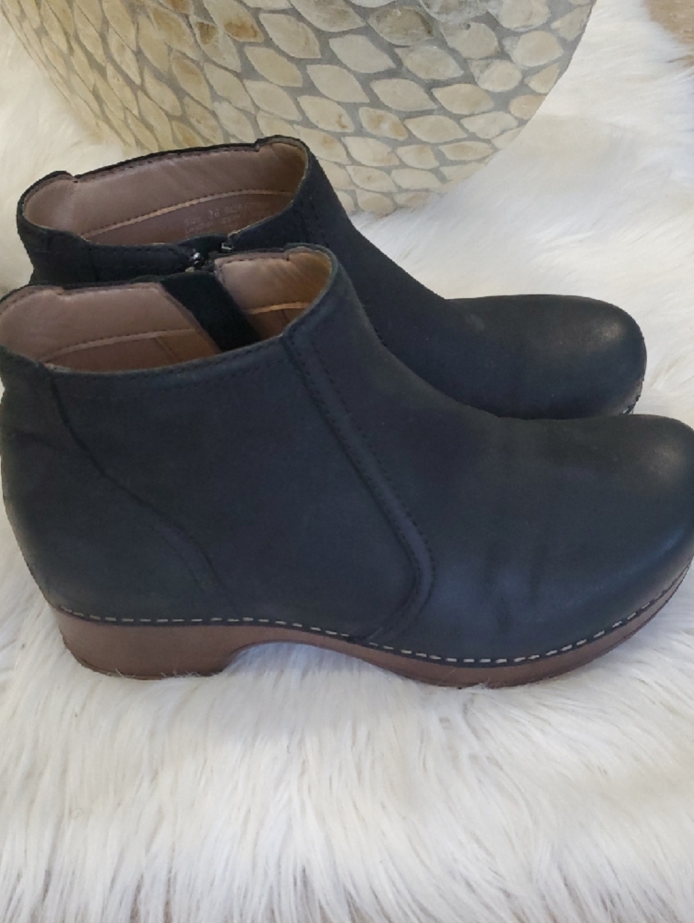 Dansko Black Leather Ankle Booties with Side Zip Closure - Picture 4 of 16